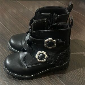 cupcakes & cashmere Black Kids Boots with Flower Accent